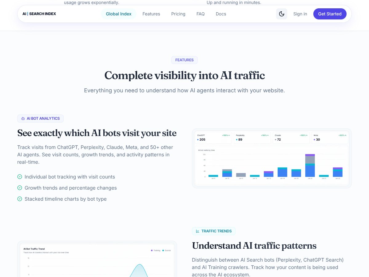 AI Search Index interface