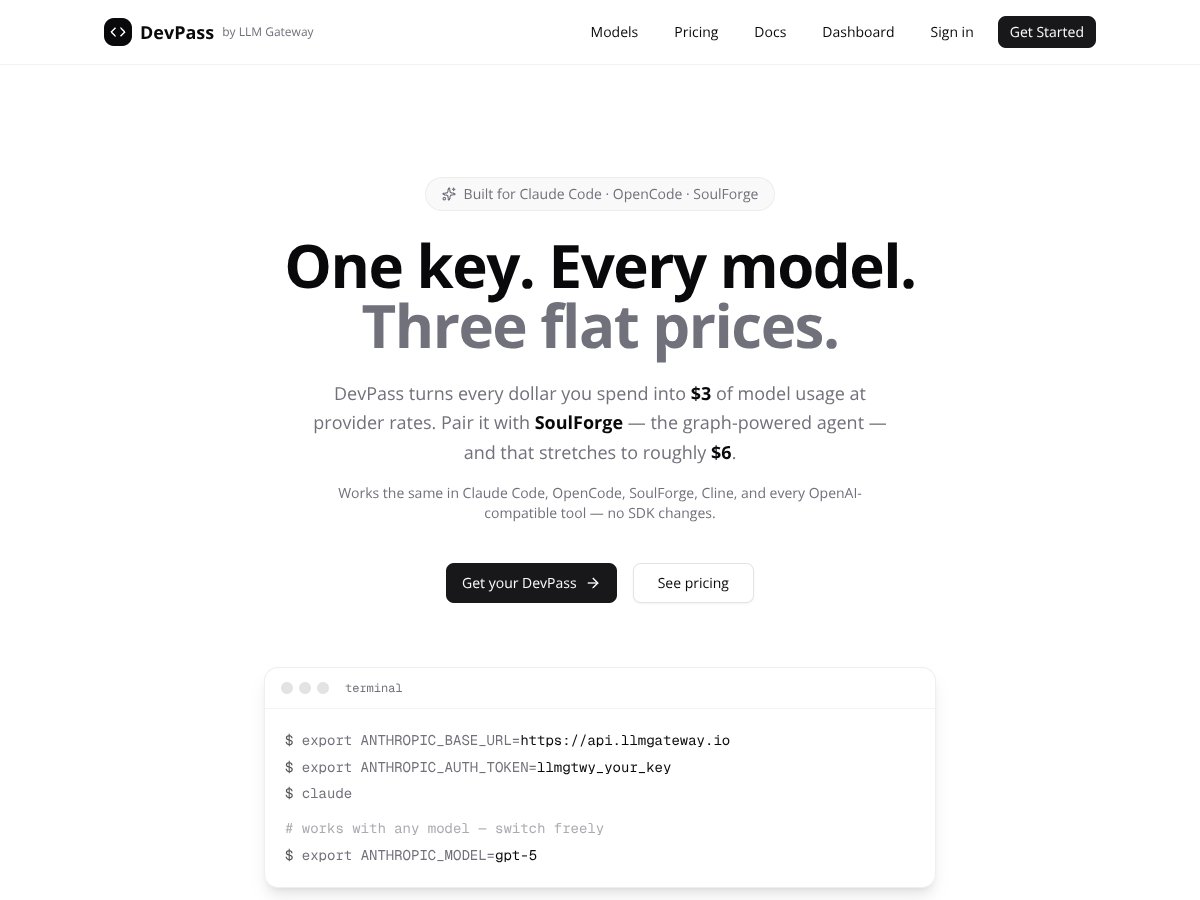 DevPass by LLM Gateway screenshot