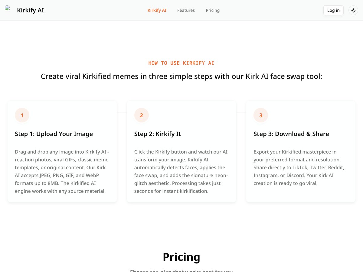 Kirkify AI interface