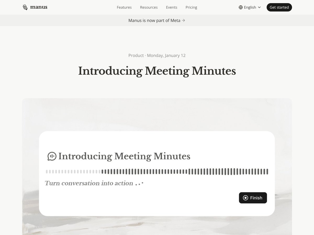 Manus Meeting Minutes screenshot