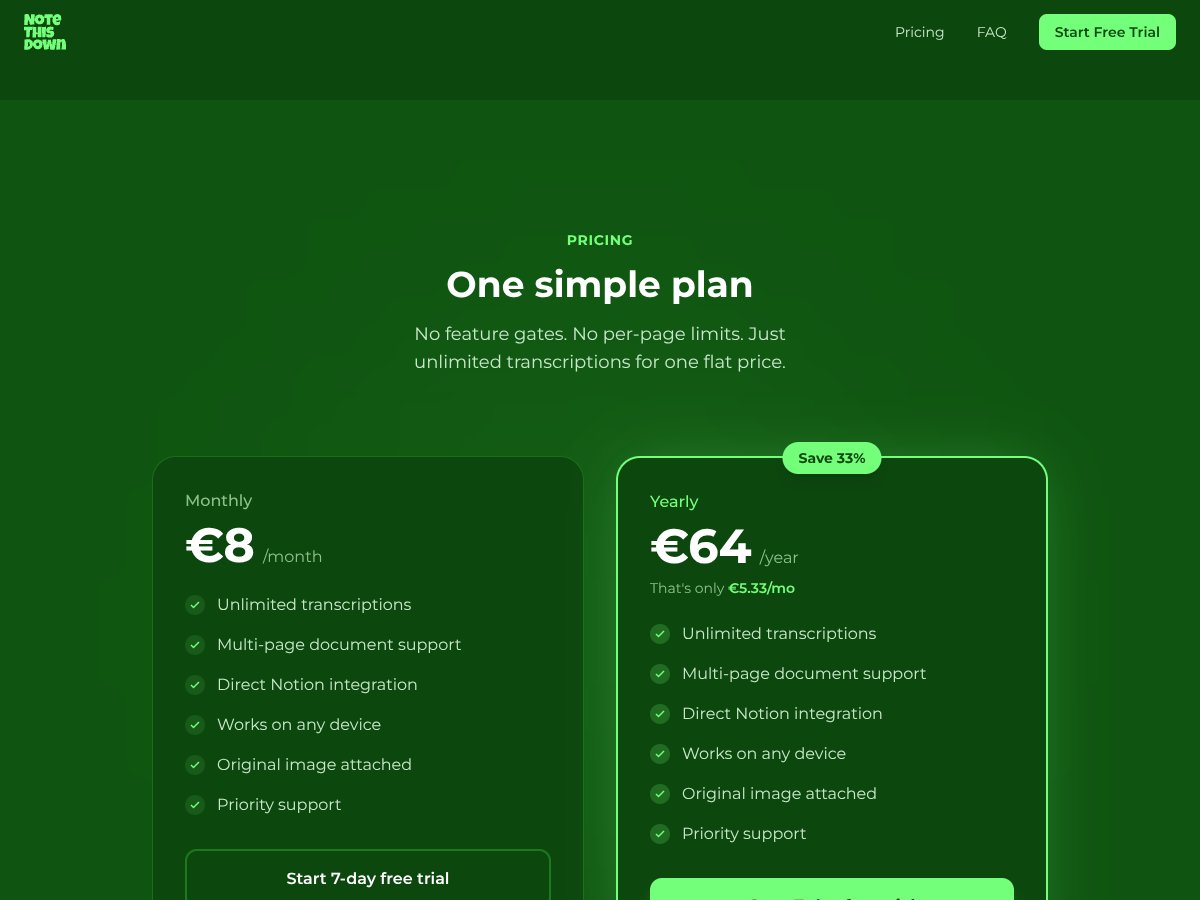 NoteThisDown interface