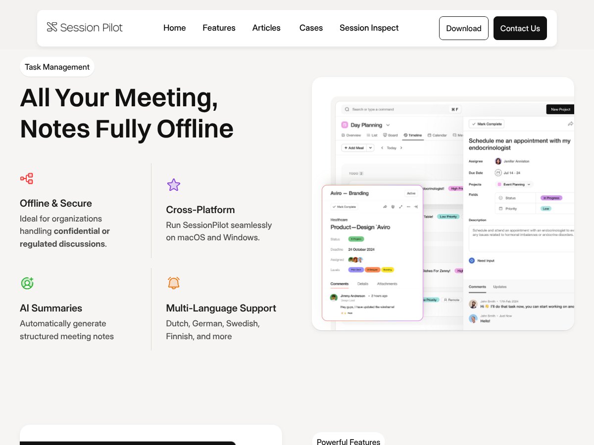 Session Pilot interface