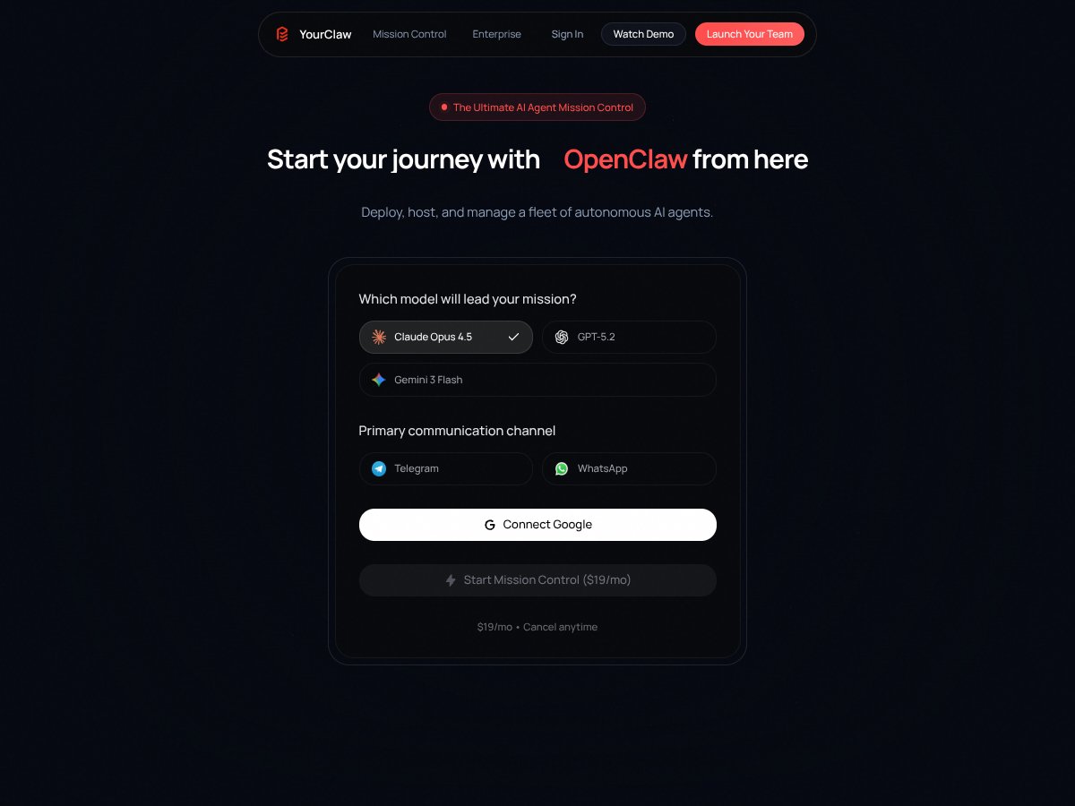 YourClaw: 1-Click Openclaw Orchestration screenshot