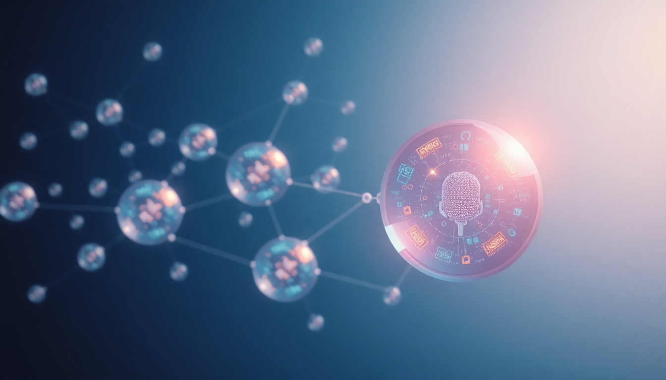 AI tools for podcast show notes concept illustration