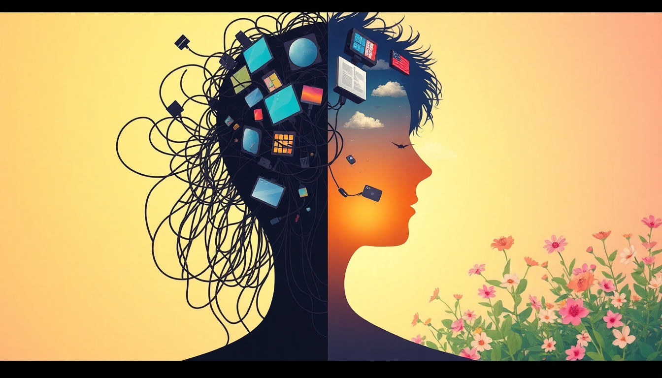 social media detox tips for creators concept illustration