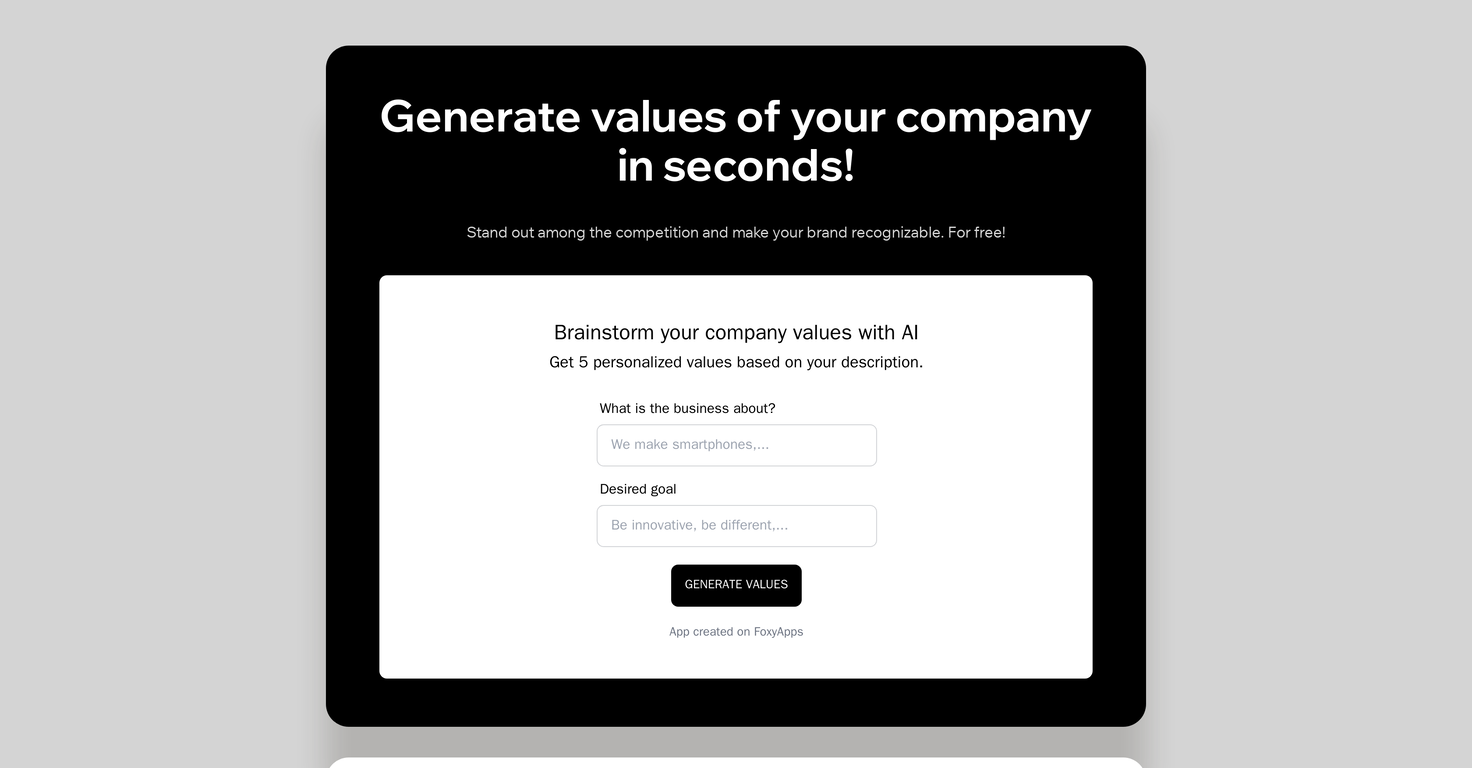 Company Values Generator