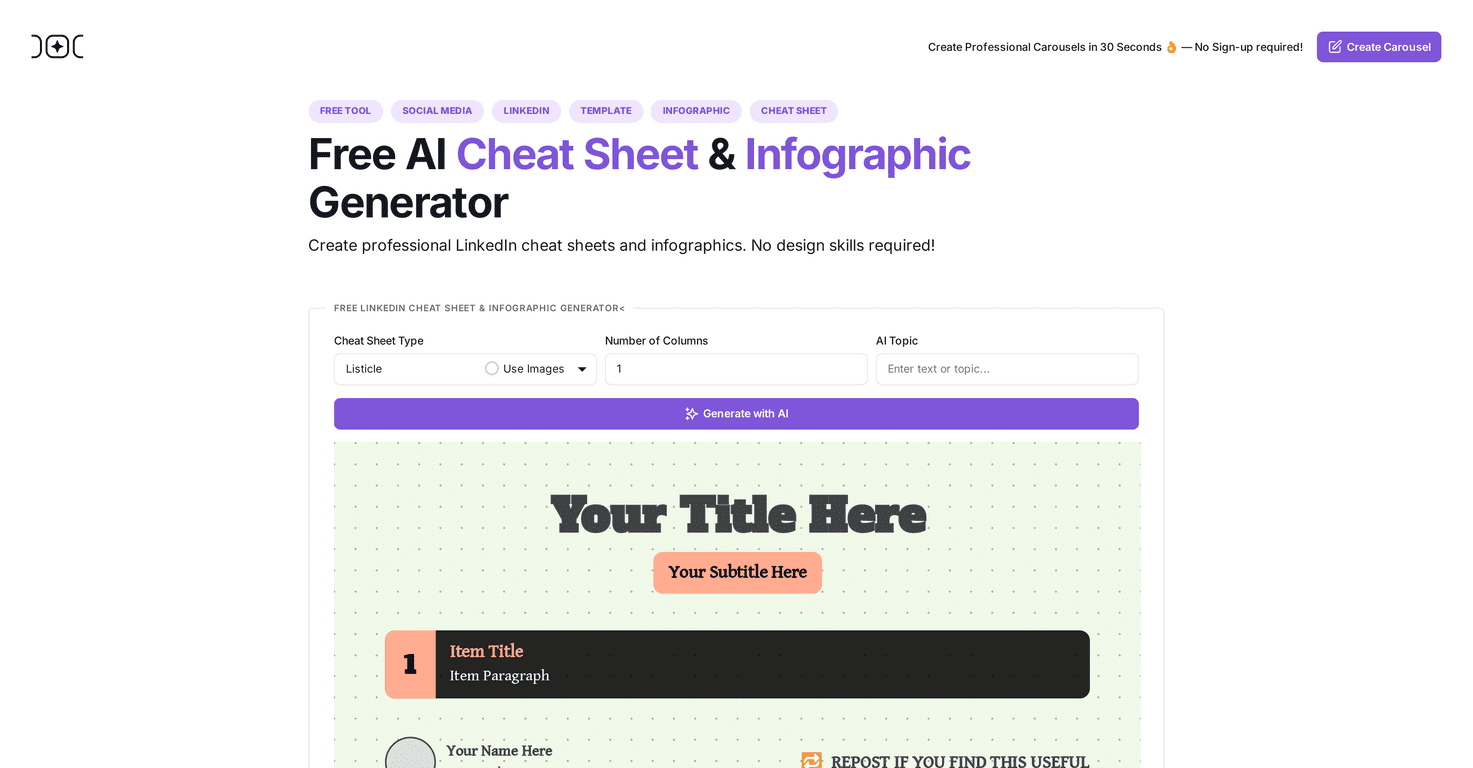 Ai Carousels Cheat Sheets